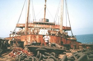 Steve Tacey on the wreck in Fuerteventura.